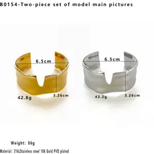 Gold Silver Notched Bracelet / One Size