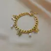 Wholesale Basic Butterfly 304 Stainless Steel Artificial Pearls Stainless Steel Bracelets In Bulk