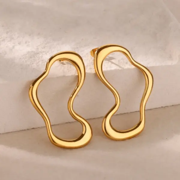 PVD Coated Real Gold Plated Geometric Butterfly 304 Stainless Steel Elegant Vintage Style Waterproof Non Tarnish Ear Studs