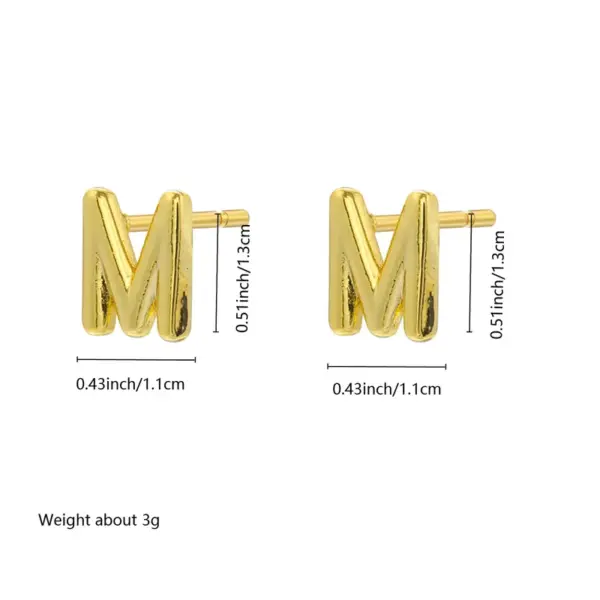 304 Stainless Steel Letter Electroplating Golden Plated Classical Vintage Style Simple Style Ear Studs