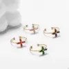 Wholesale PVD Coated 18K Gold Real Gold Plated Four Leaf Clover 304 Stainless Steel Cute Waterproof Non Tarnish Open Rings