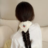 Wholesale High beauty value cherry rice white fabric hollow square f large intestine hair ring girly hair rope small fresh hair rope hair aessories