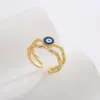Wholesale Fashion Copper Plating 18k Gold Zircon Dripping Devil's Eye Geometric Open Ring Female New