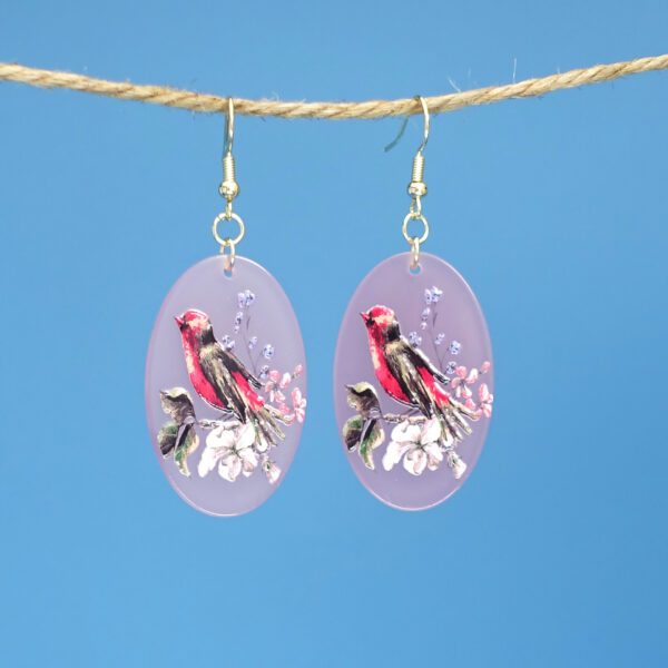 Wholesale Cross-border European and American Art Painted Relief Flower and Bird Earrings Retro Temperament Exaggerated Design Mother's Day Earrings Jewelry