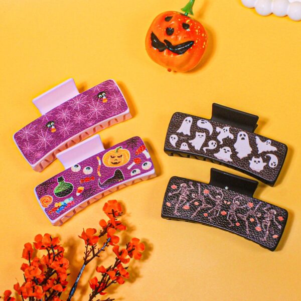 oly-a88bc87ab27f324df804869118d6756e Wholesale Halloween Printed Leather Claw Clip