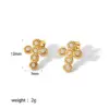 Wholesale PVD Coated Real Gold Plated 18K Gold Cross Moon 304 Stainless Steel Simple Style Waterproof Non Tarnish Ear Studs
