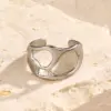Wholesale Ion Plating (IP) 18K Gold Plated Irregular 304 Stainless Steel Elegant Glam Hip-Hop Waterproof Non Tarnish Open Rings