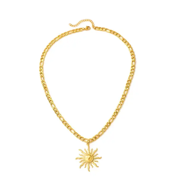 Ion Plating (IP) 18K Gold Plated Sunflower 304 Stainless Steel Elegant Waterproof Non Tarnish 304 Stainless Steel Pendant Necklace