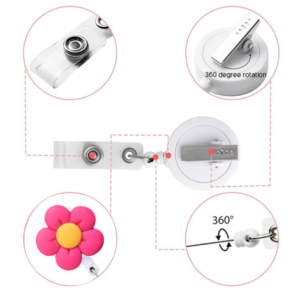 oly-a897cd7f2693b26b4e597133f2d235ff Wholesale Resin Color Flower Easy-Pull Buckle Easy-Pull Doctor Nurse Student Gift Office Retractable Badge Scroll