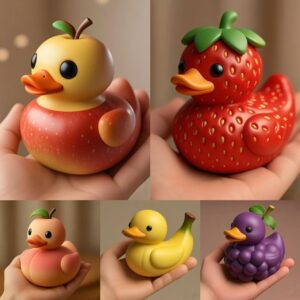 Wholesale Whimsical Fruit Series Duck Courtyard Ornaments Desktop Ornaments Resin Crafts
