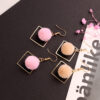 Wholesale Minimalist Handmade Design Internet Celebrity Khaki Geometric Diamond Hair Ball Earrings Sweet Simple Earrings