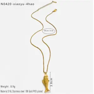 Gold No. 4 Box Chain Small Fish / One Size