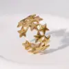 Wholesale PVD Coated Real Gold Plated 18K Gold Pentagram Star 304 Stainless Steel Modern Style Simple Style Waterproof Non Tarnish Open Rings