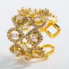 Wholesale Fashion Copper Gold-plated Micro-set Zircon Geometric Ring Simple Trend Ring Accessories