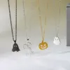 Wholesale 201 Stainless Steel Pumpkin Ghost Spider Plated KC Golden Plated Funny Asymmetrical Hollow Out O-shaped Chain Gold Black Pendant Necklace