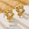 201 Stainless Steel 304 Stainless Steel Plastic Flower Petal Plated Stone-Free Imitation Gold Elegant Cute Oversized Plating Gold Earrings Ear Studs