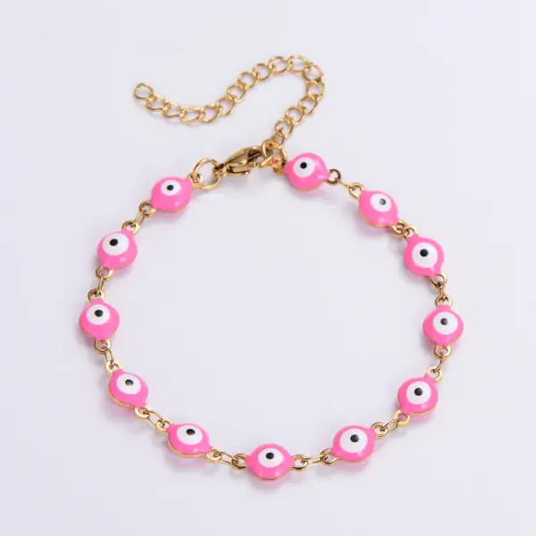 Wholesale PVD Coated 18K Gold Plated Devil'S Eye 304 Stainless Steel Classical Roman Style Waterproof Non Tarnish Bracelets Necklace