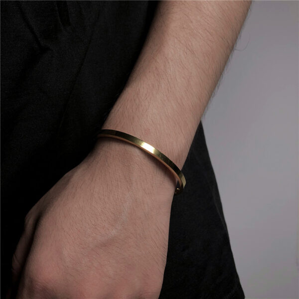 Wholesale Live Hot Titanium Steel 18K Gold-plated Bracelet Men's European and American Simple Couple Stainless Steel Anti-fading Bracelet Fashion Jewelry