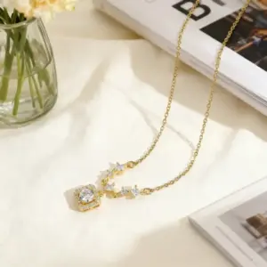 8135 Starry Sky Sugar Cube Necklace / Gold