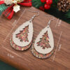 Wholesale Christmas Openwork Christmas Tree Sequin Leather Teardrop Multi-Layer Earrings