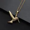 Wholesale Simple Style Bird Copper Inlay Zircon Pendant Necklace