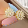 Wholesale Hot Selling Creative Style Stud Earrings Inlaid Zircon Flower Earrings Wholesale Style Women's Copper Plating 18K Earrings