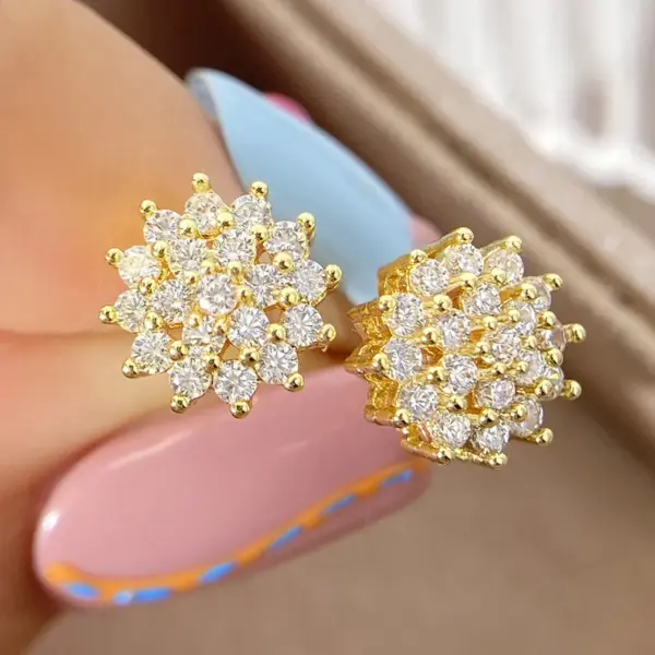 Wholesale Hot Selling Creative Style Stud Earrings Inlaid Zircon Flower Earrings Wholesale Style Women's Copper Plating 18K Earrings