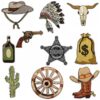 Wholesale Cool Rice Western Cowboy Embroider Cloth Patch Clothing Decorative Patch Patch Cowboy Hat Computer Embroider Patch Revoer Gun Ironing