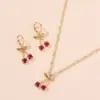 Glass Copper Cherry Artificial Gemstones Bridal Jewelry Sets