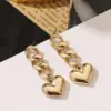 Wholesale PVD Coated 18K Gold Real Gold Plated Heart Shape 304 Stainless Steel Fashion Waterproof Non Tarnish Drop Earrings