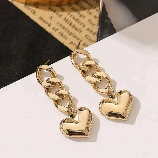 Wholesale PVD Coated 18K Gold Real Gold Plated Heart Shape 304 Stainless Steel Fashion Waterproof Non Tarnish Drop Earrings