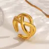 Wholesale Ion Plating (IP) 18K Gold Plated Lines 304 Stainless Steel Simple Style IG Style Waterproof Non Tarnish Open Rings