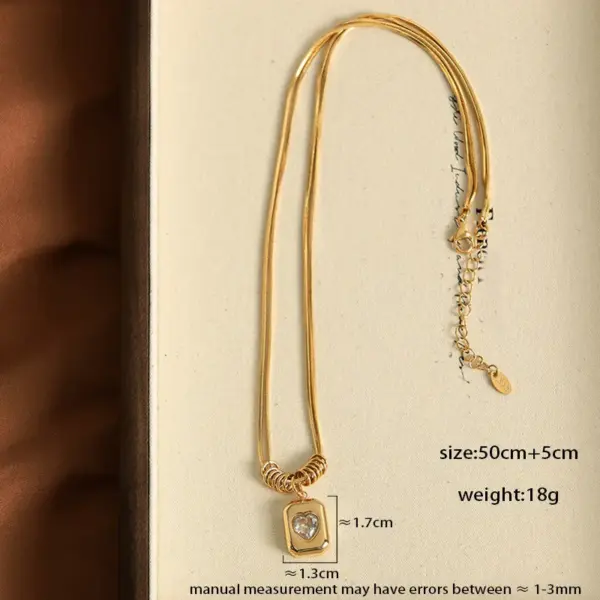 Wholesale 304 Stainless Steel Geometric Heart Shape PVD Coated Zircon 18K Gold Plated Casual Elegant Vintage Style Plating Inlay Gold Pendant Necklace