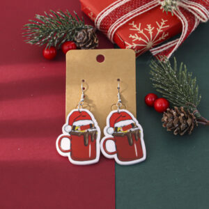 Christmas teacup / Acrylic + iron hook; Acrylic + stainless steel ear pin