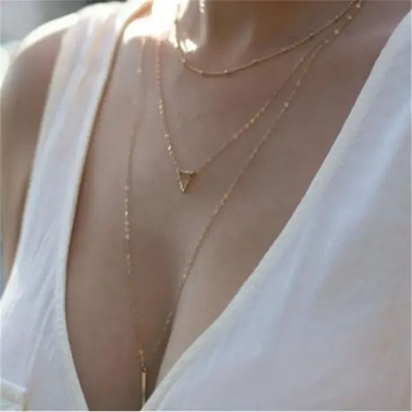 Wholesale Streetwear Geometric Stainless Steel Layered Necklaces