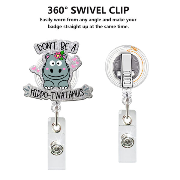 Wholesale Cat Turtle Dinosaur Elephant Sloth Acrylic Teacher Student Medical Telescopic Clip Easy Pull Buckle Certificate Badge