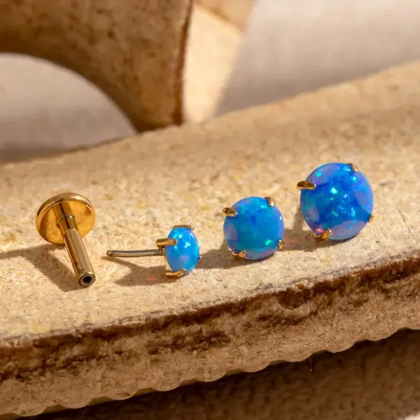 Wholesale 1 Piece Ear Cartilage Rings & Studs Simple Style Round 316L Stainless Steel Waterproof Non Tarnish Surgical Steel October Birthstone Opal 18K Gold Plated Ear Cartilage Rings & Studs