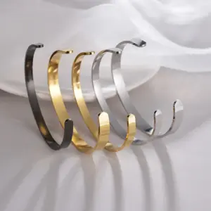 PVD Coated Gold Plated Solid Color 201 Stainless Steel Simple Style Cuff Bracelets