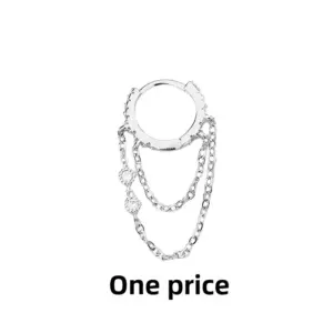 A zircon double chain ear buckle (white gold) / Copper (one price)