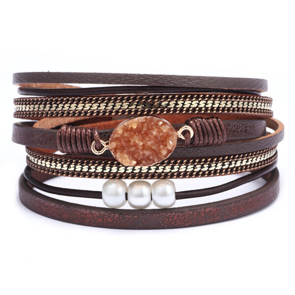 Wholesale Leather magnetic clasp multi-layer bracelet