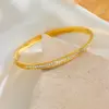 304 Stainless Steel Solid Color PVD Coated Rhinestones 18K Real Gold Plated Princess Cute Waterproof Non Tarnish Inlay Gold Bangle