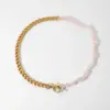 Wholesale 18k Stainless Steel Ot Buckle Colored Natural Stone Beaded Necklace Wholesale Nihaojewelry