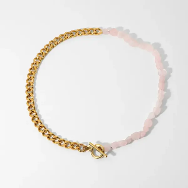 Wholesale 18k Stainless Steel Ot Buckle Colored Natural Stone Beaded Necklace Wholesale Nihaojewelry