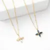 Wholesale PVD Coated 14K Gold Real Gold Plated Four Leaf Clover 304 Stainless Steel Fashion Simple Style Waterproof Non Tarnish 304 Stainless Steel Necklace