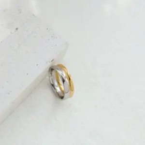 Wholesale 304 Stainless Steel Multicolor PVD Coated 18K Real Gold Plated Simple Style Classic Style Waterproof Non Tarnish Plating Rings