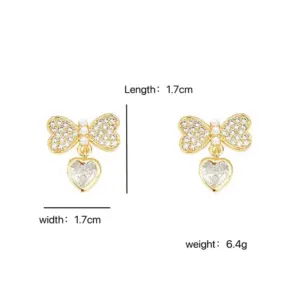Wholesale 1 Pair Simple Style Butterfly Inlay Copper Zircon Drop Earrings