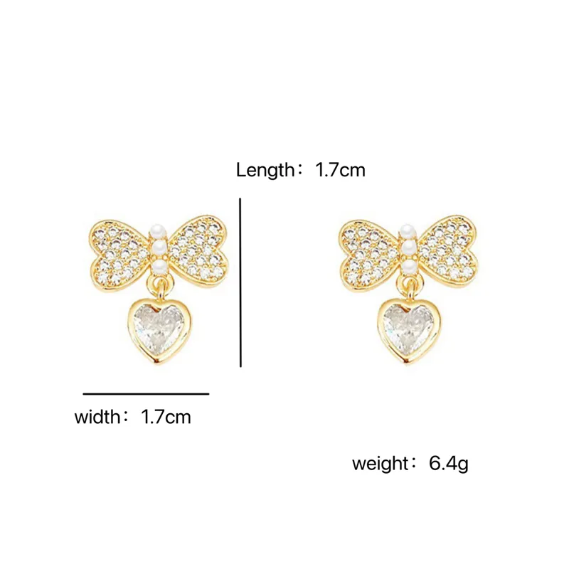 Wholesale 1 Pair Simple Style Butterfly Inlay Copper Zircon Drop Earrings