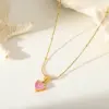 Wholesale Jewelry Cute Romantic Simple Style Geometric Heart Shape 304 Stainless Steel Zircon 18K Gold Plated Plating Inlay Gold Necklace Pendant Necklace