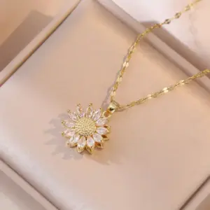 X0127 Gold Sunflower Necklace
