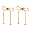 Wholesale PVD Coated Real Gold Plated Bow Knot 304 Stainless Steel Simple Style Waterproof Non Tarnish 304 Stainless Steel Drop Earrings